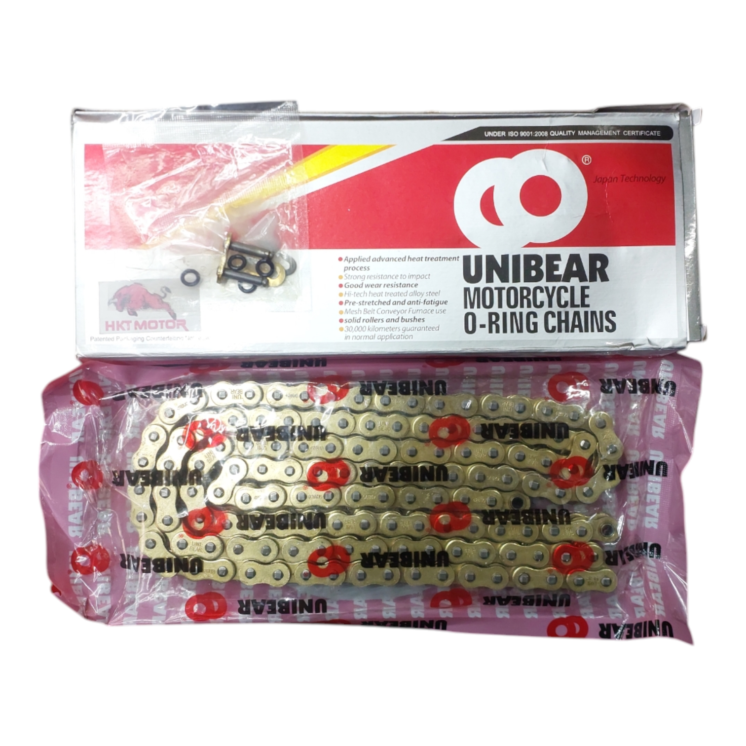 زنجیر unibear (یونیبر) ۴۲۸ اورینگ‌دار طلایی ۱۳۲ دانه ژاپن مناسب na180 ,na250,nh180 , nh250
